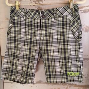Fox Plaid Shorts in Lime and Black Technical Apparel Mens Small